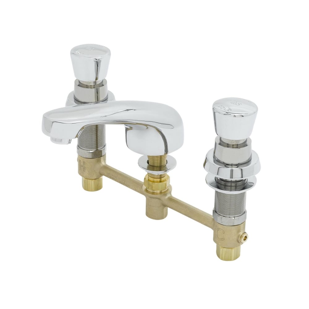 064-B2991 Deck Mount Lavatory Faucet w/ Metering Push Button Caps & 5" Spout