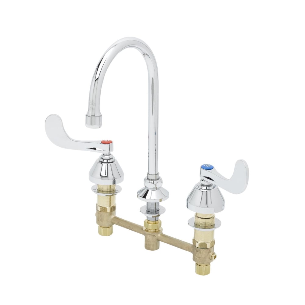 064-B286704 EasyInstall Deck Mount Medical Mixing Faucet w/ 6" Swivel/Rigid Gooseneck