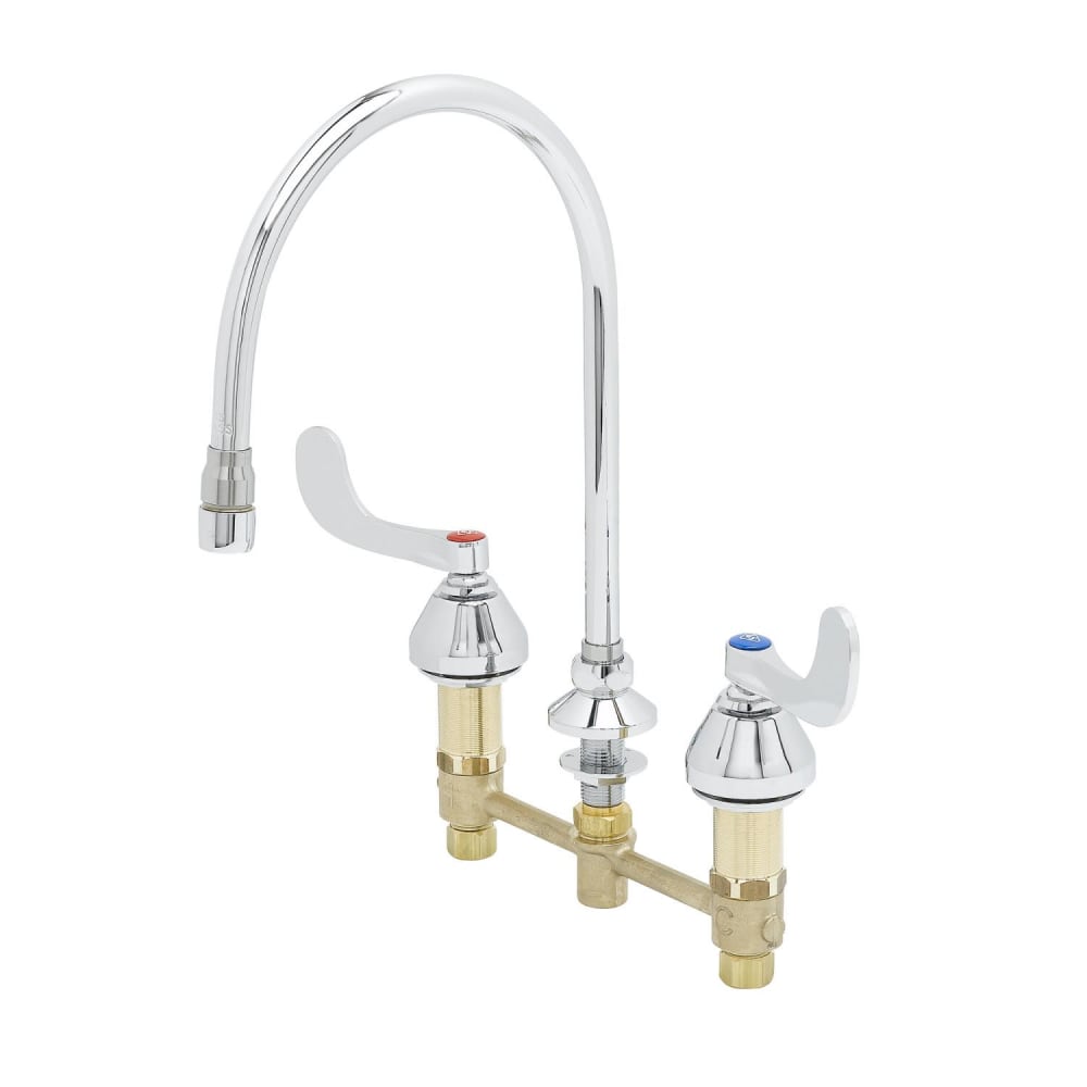 064-B2862 Deck Mount Medical Faucet w/ 9" Swivel Gooseneck & 4" Wrist Action Handle...