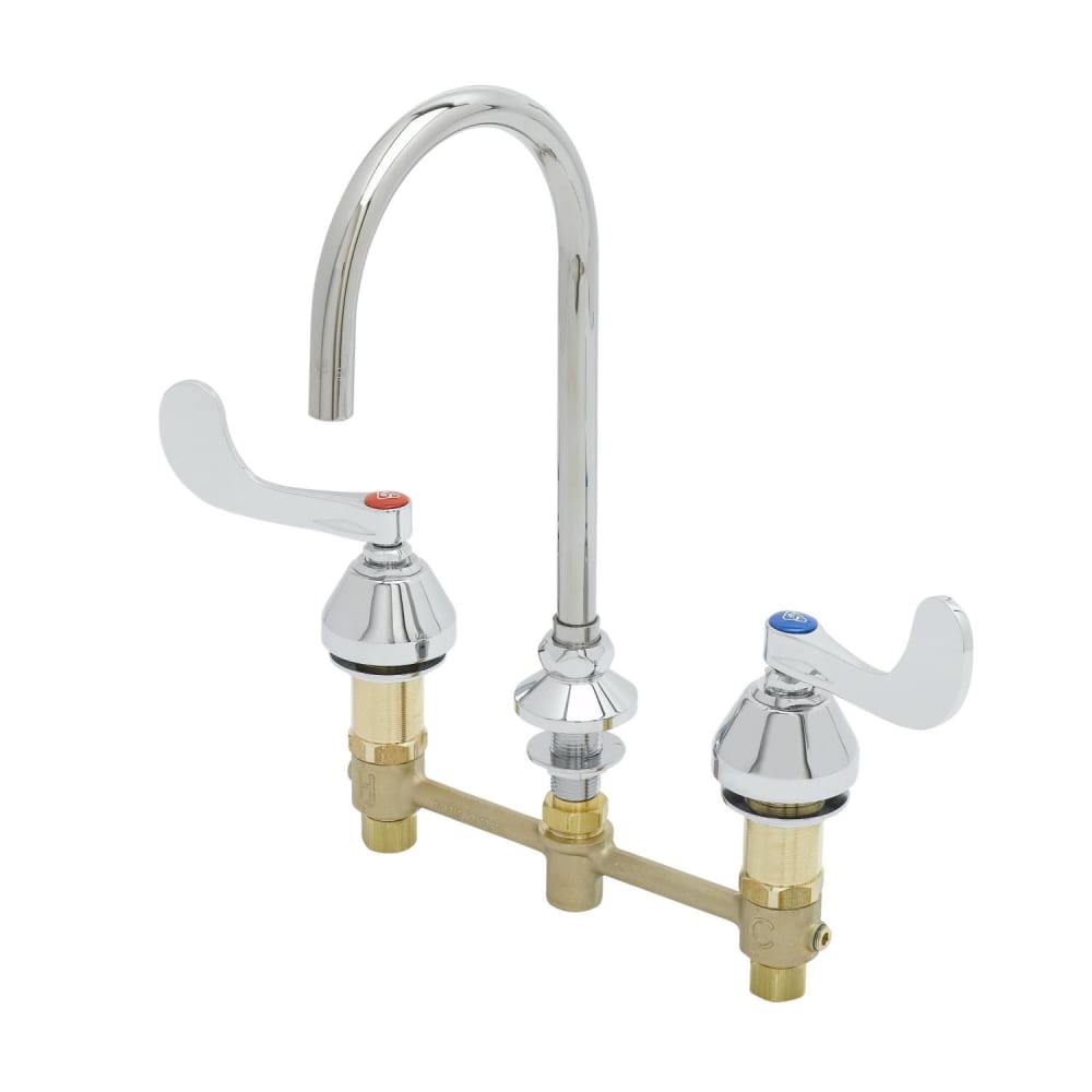 064-B286605FCCR EasyInstall Deck Mount Medical Mixing Faucet w/ 6" Swivel/Rigid Gooseneck