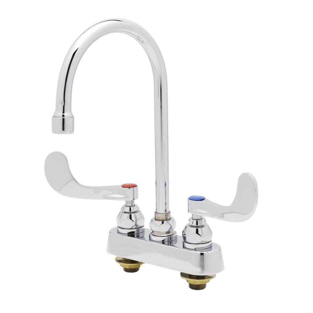 064-B114104 Deck Mount Faucet - 5 3/4" Swivel Gooseneck Spout, 4" Centers