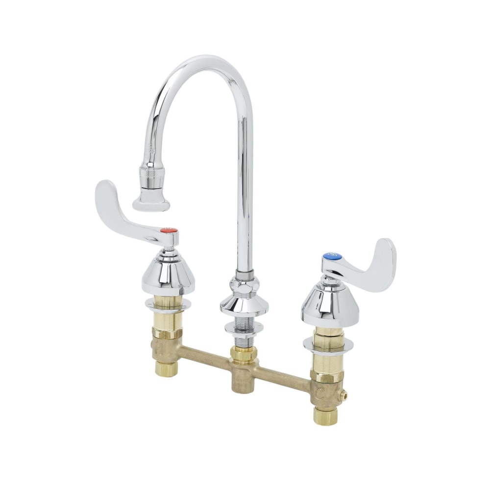 064-B286504 Deck Mount Medical Faucet w/ 6" Rigid/Swivel Gooseneck & Wrist Action Handle...