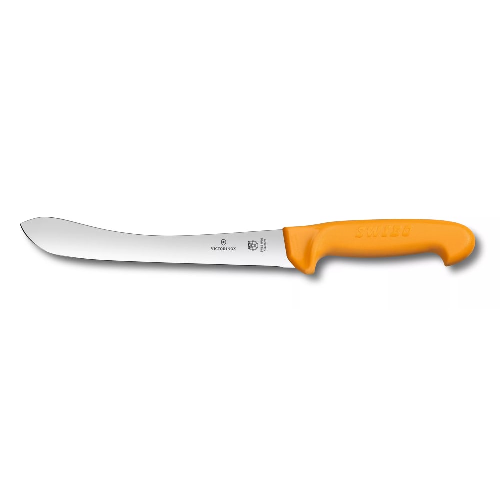 037-5842621 Swibo Curved Butcher Knife w/ 8" Blade, Orange Polyamide Handle