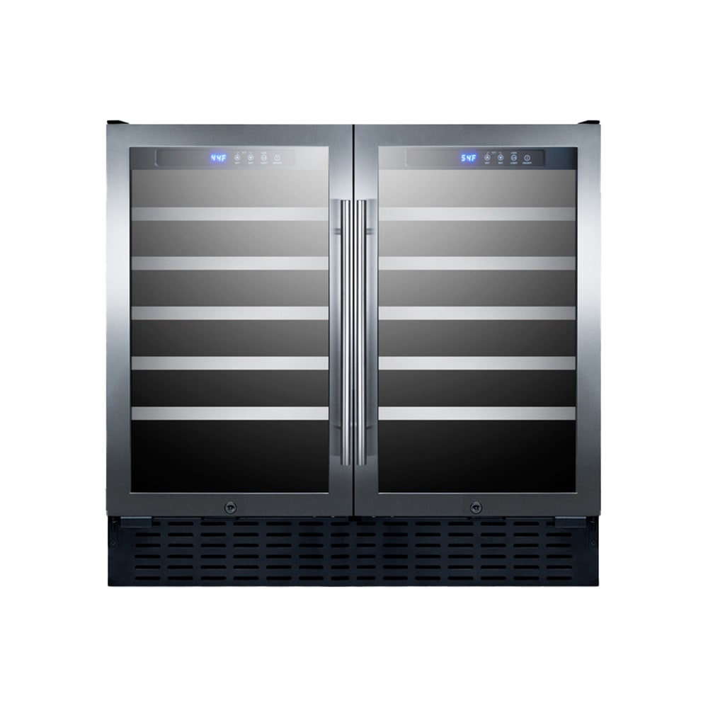 162-SWC3668 35 3/8" Two Section Wine Cooler w/ (2) Zones - 68 Bottle Capacity, 115v