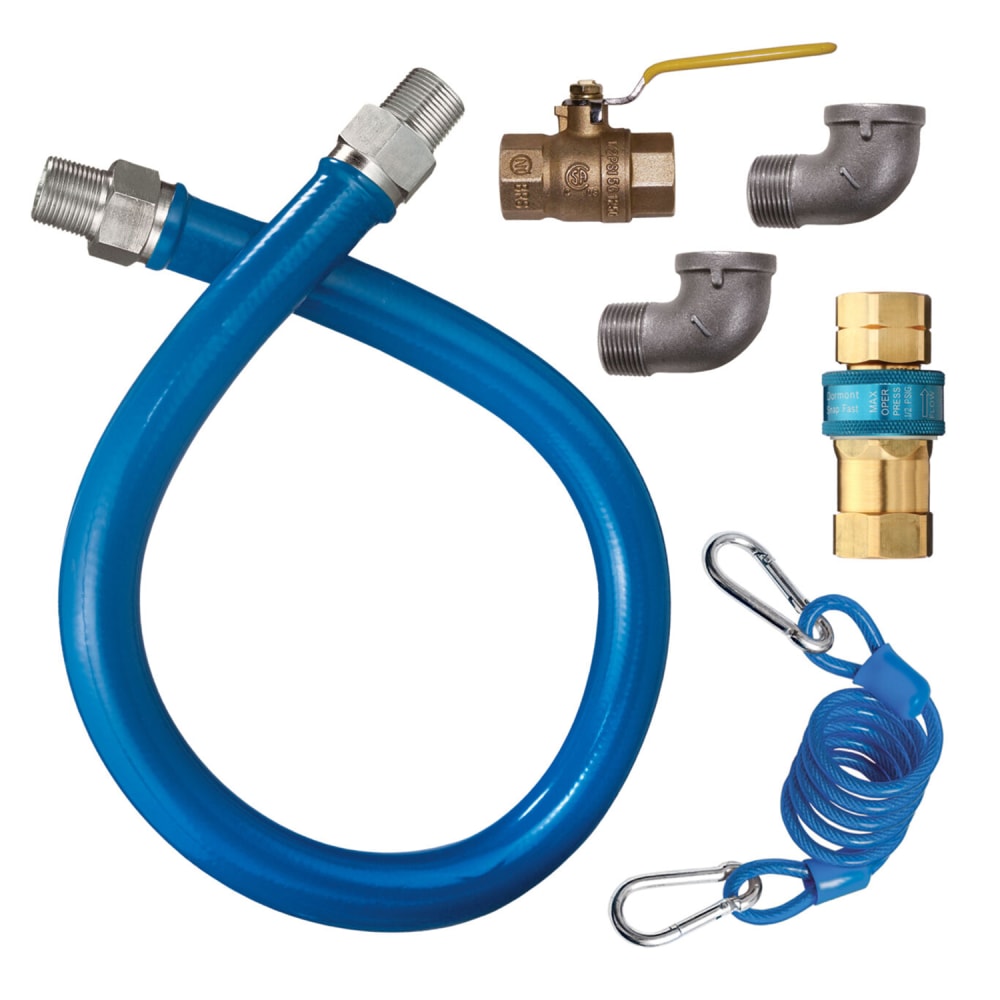 187-1675KITCF48PS 48" Blue Hose™ Gas Connector Kit w/ 3/4" Male/Male Couplings - Quick...