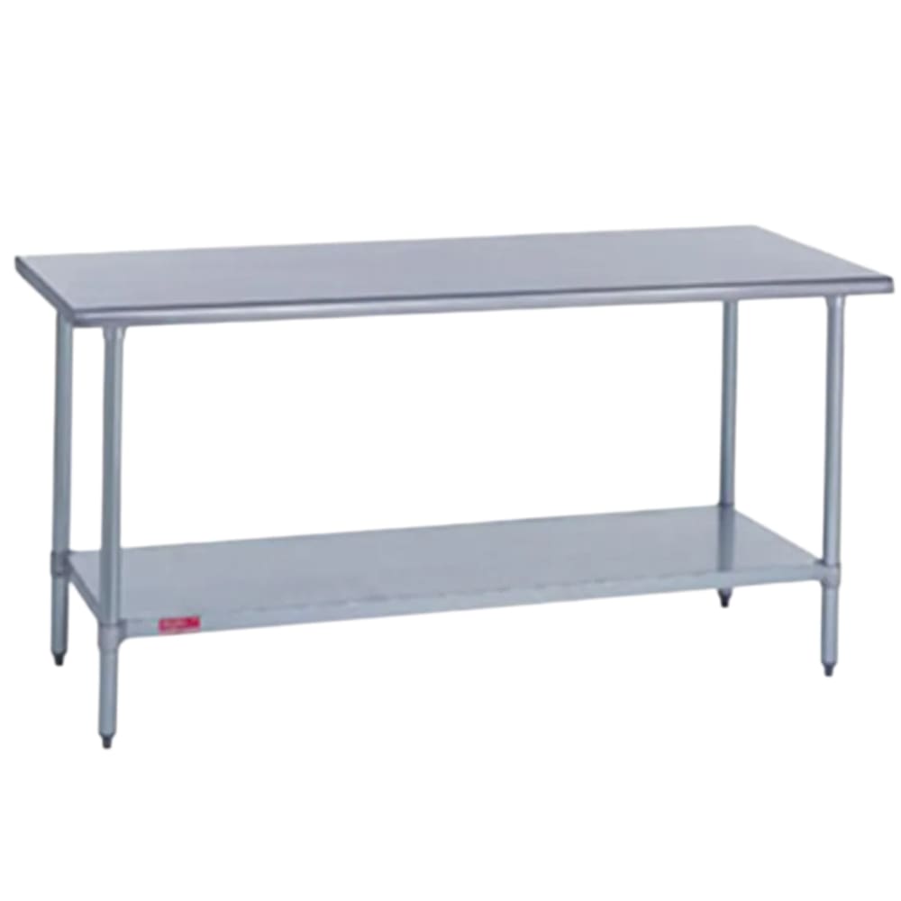 212-4183048 48" 18 ga Work Table w/ Undershelf & 400 Series Stainless Flat Top