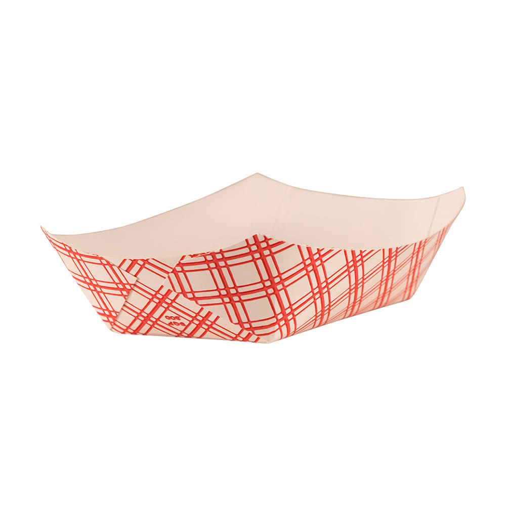 538-EFT200 Disposable Food Tray w/ 2 lb Capacity - Paper, Red Plaid