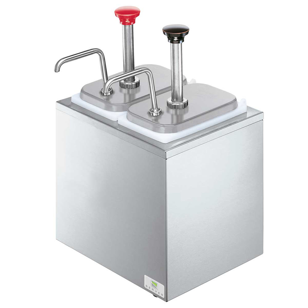 003-82910 Pump Style Condiment Dispenser w/ (2) Jars & Pumps, (1 1/4) oz Stroke, Stainless
