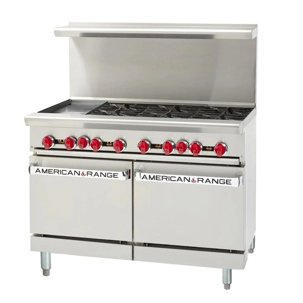 386-AR12G6B126LSBRNG 48" 6 Burner Gas Range w/ Griddle & Standard Oven & Storage Bas...