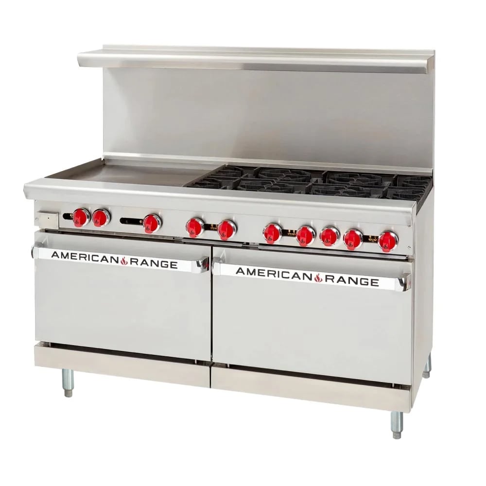 386-AR24G6BLP 60" 6 Burner Gas Range w/ Griddle & (2) Standard Ovens, Liquid Propane
