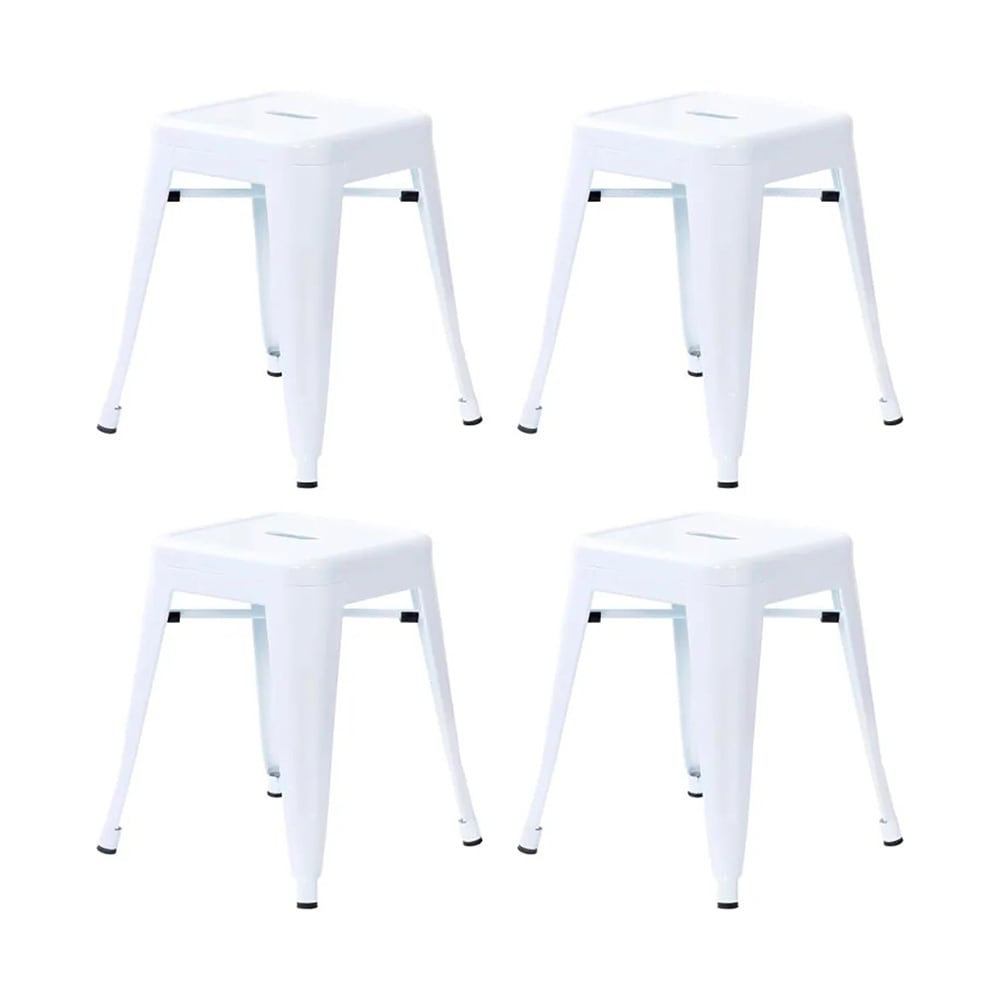 999-M242 Stackable Backless Dining Stool Set - Iron w/ White Finish