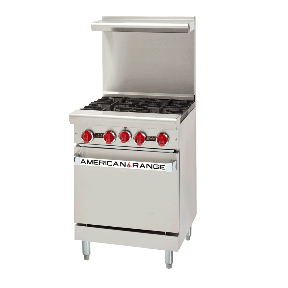 386-AR4NG 24" 4 Burner Gas Range w/ Space Saver Oven, Natural Gas