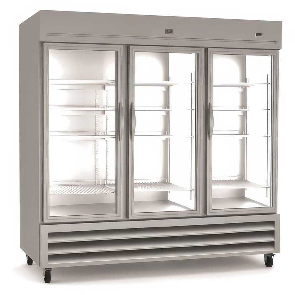 260-KCHRI81R3GDR 81" Three Section Reach In Refrigerator, (3) Left/Right Hinge Glass Doors,...