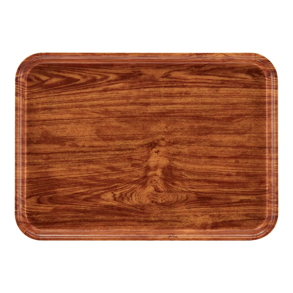 144-1318304 Fiberglass Camtray® Cafeteria Tray - 17 3/4"L x 12 3/5" W, Country Oak