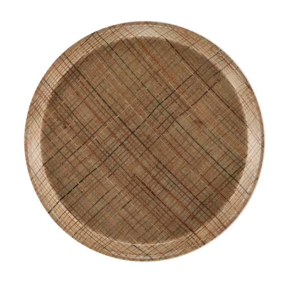 144-1550204 16" Round Serving Camtray - Low-Profile, Fiberglass, Rattan