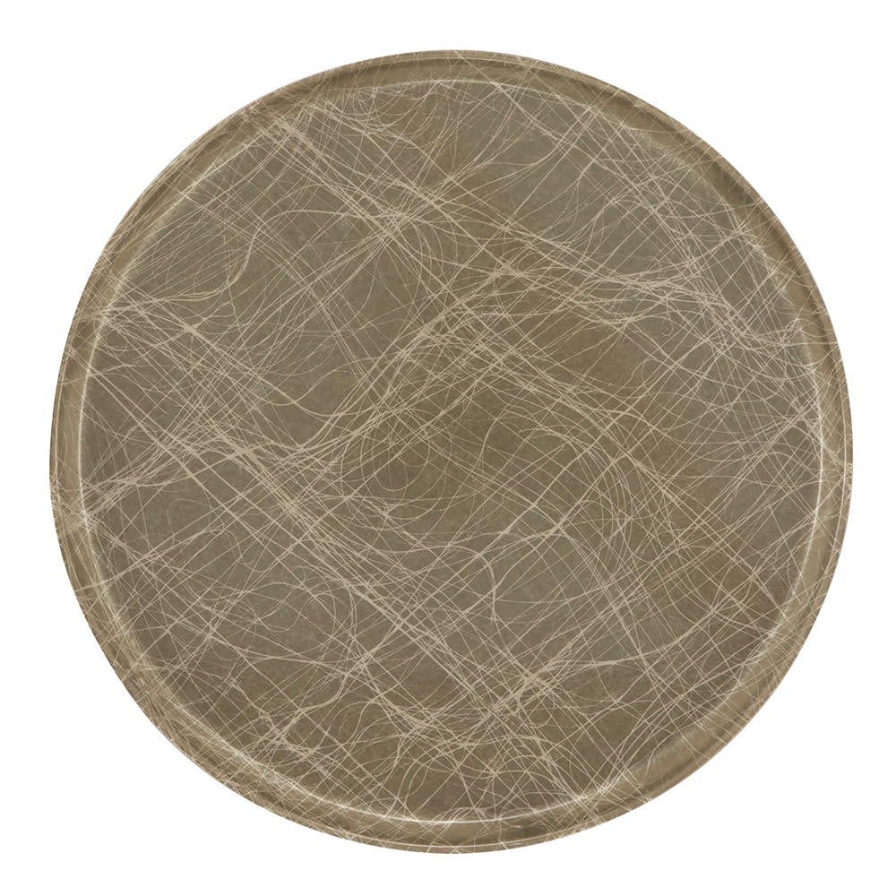 144-1550214 16" Round Serving Camtray - Low-Profile, Fiberglass, Abstract Tan