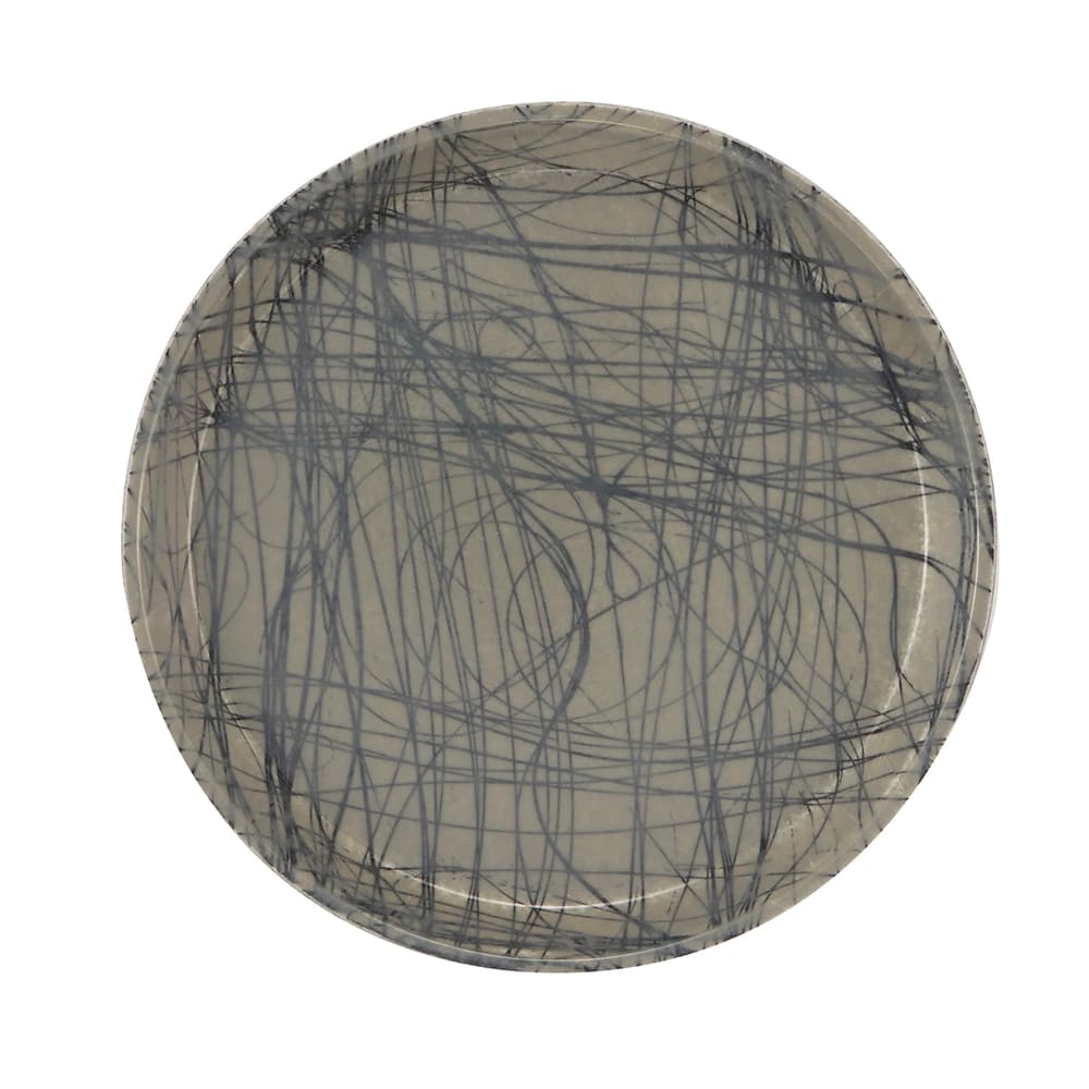 144-1550277 16" Round Serving Camtray - Low-Profile, Fiberglass, Swirl Gray