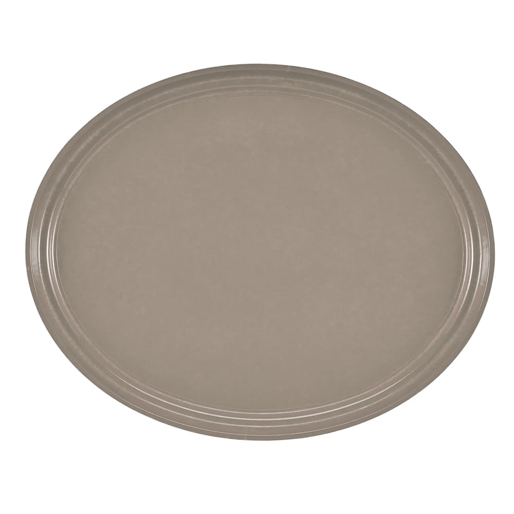 144-2500199 Oval Serving Camtray - 19 1/4x24", Fiberglass, Taupe
