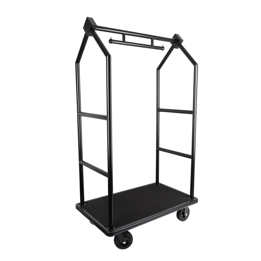 607-BCF105BL Luggage Cart w/ Plywood Deck - 43"L x 25"W x 75"H, Black