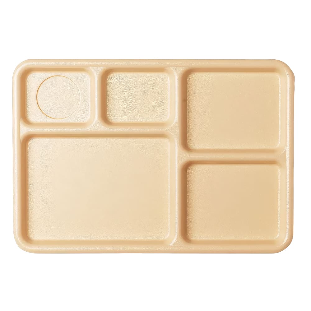 144-14105CW133 Plastic Rectangular Tray w/ (5) Compartments, 10 11/16" x 13 7/8", Beige