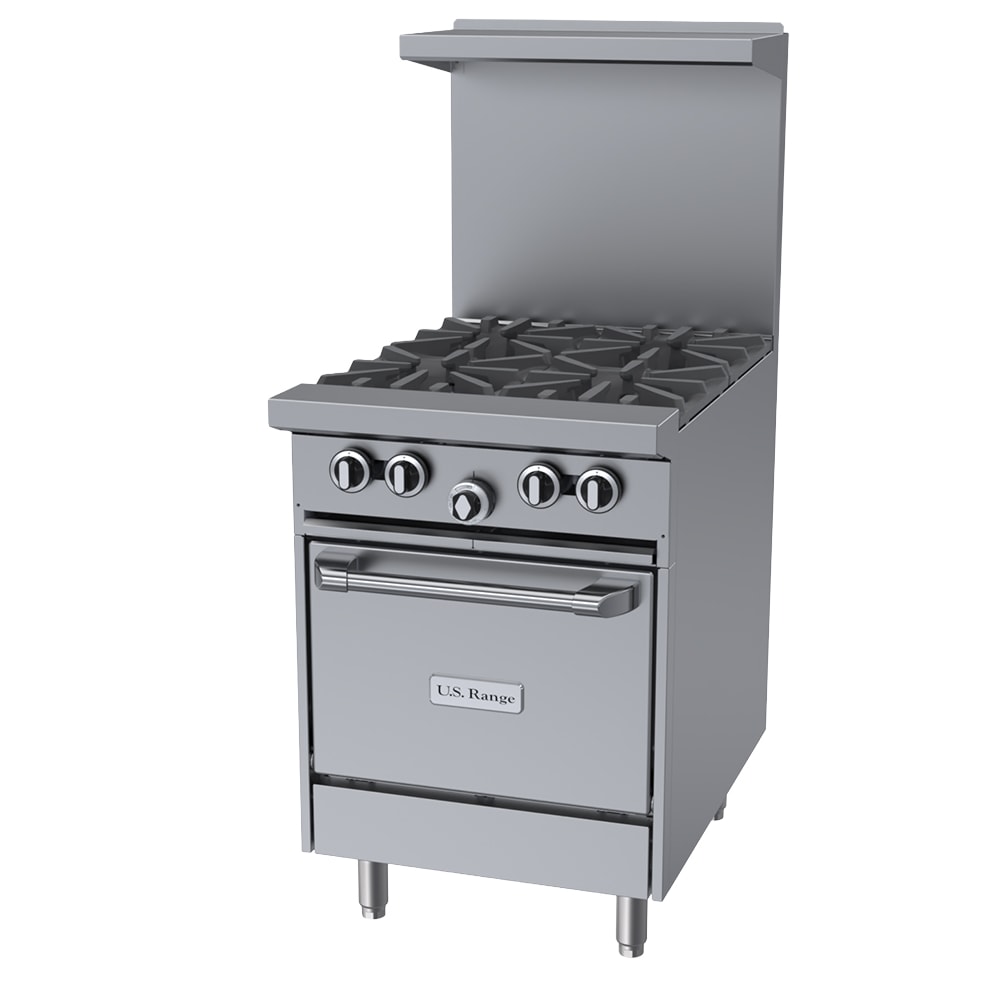 451-U244LNG 24" 4 Burner Gas Range w/ Space Saver Oven, Natural Gas