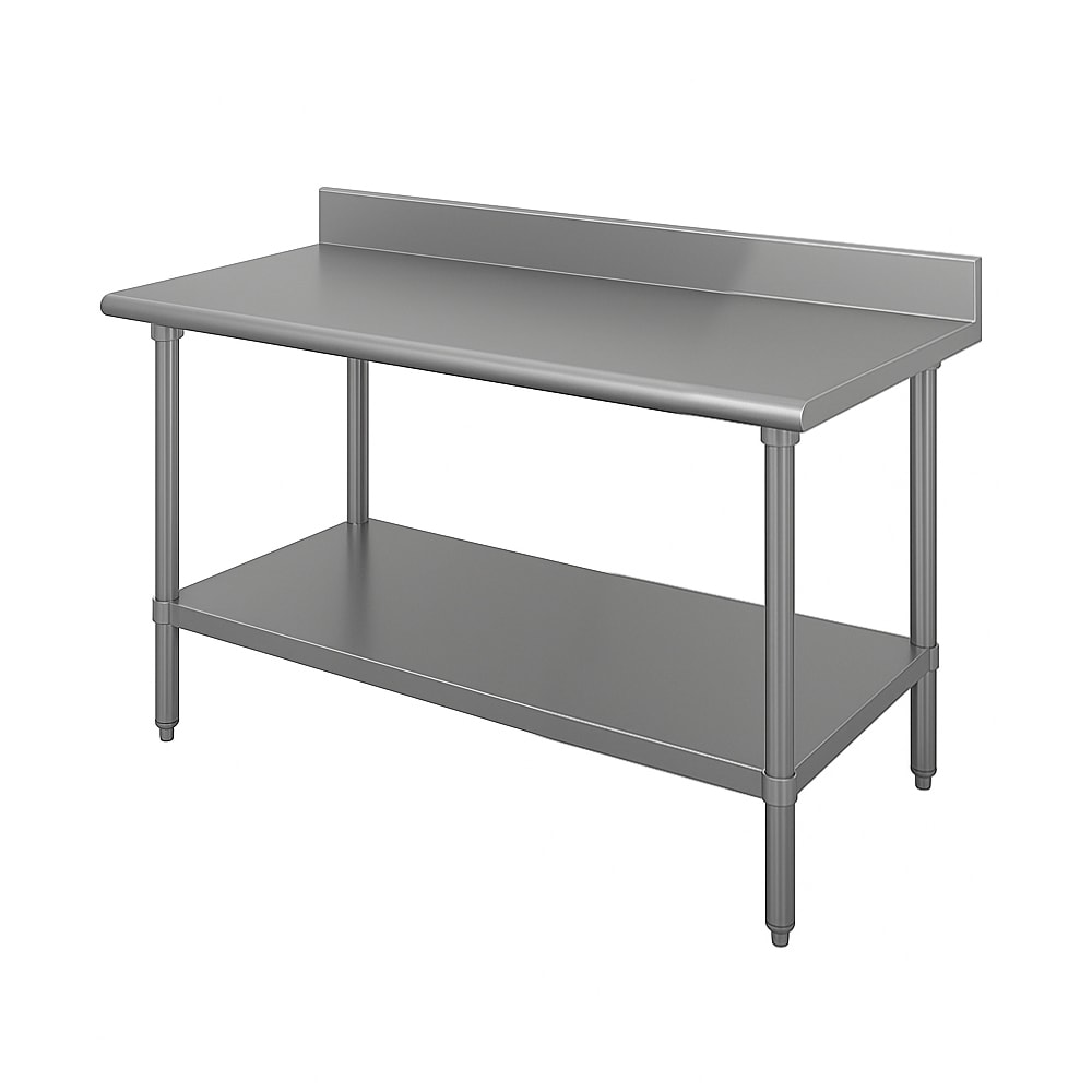 009-KSS363 36" 14 ga Work Table w/ Undershelf & 304 Series Stainless Top, 5" Backsp...