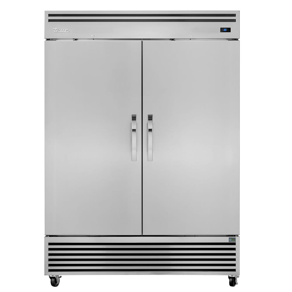 598-TGN2R2S 57 5/8" Two Section Reach In Refrigerator, (2) Solid Doors, Dual Slides for Full...