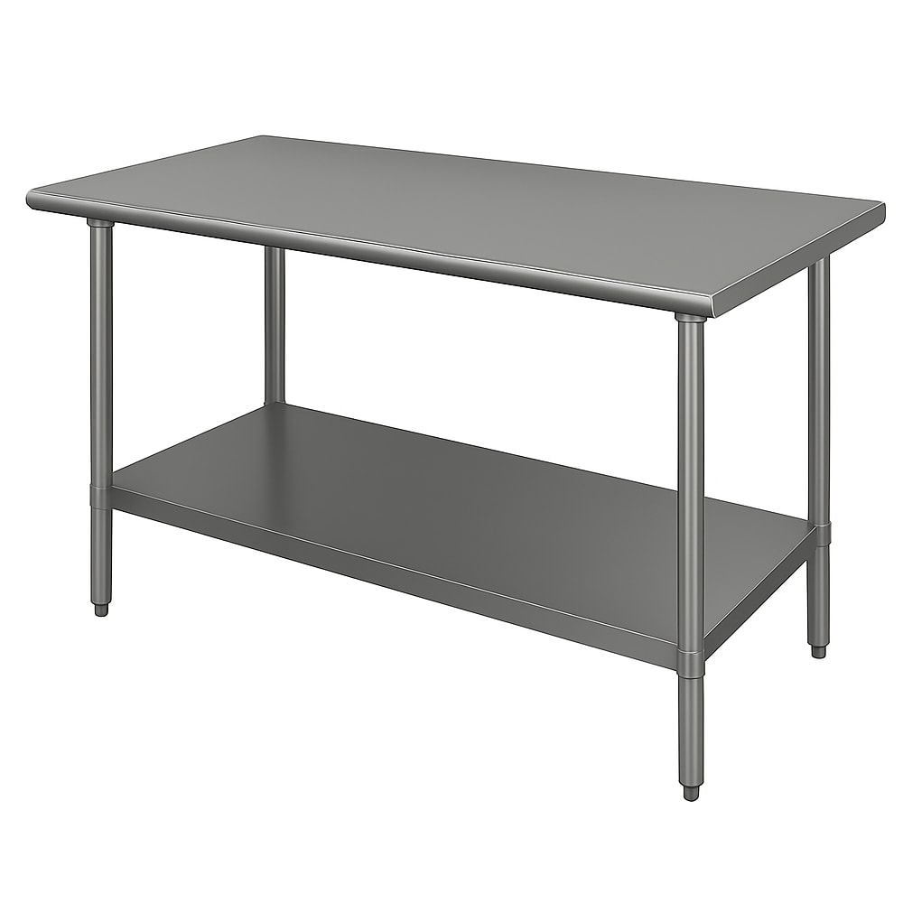 009-VSS485 60" 14 ga Work Table w/ Undershelf & 304 Series Stainless Flat Top