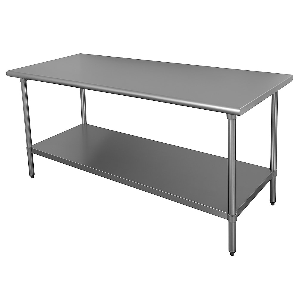009-VLG487 84" 14 ga Work Table w/ Undershelf & 304 Series Stainless Flat Top