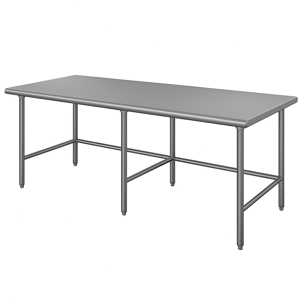009-TELAG248X 96" 16 ga Work Table w/ 430 Series Stainless Flat Top