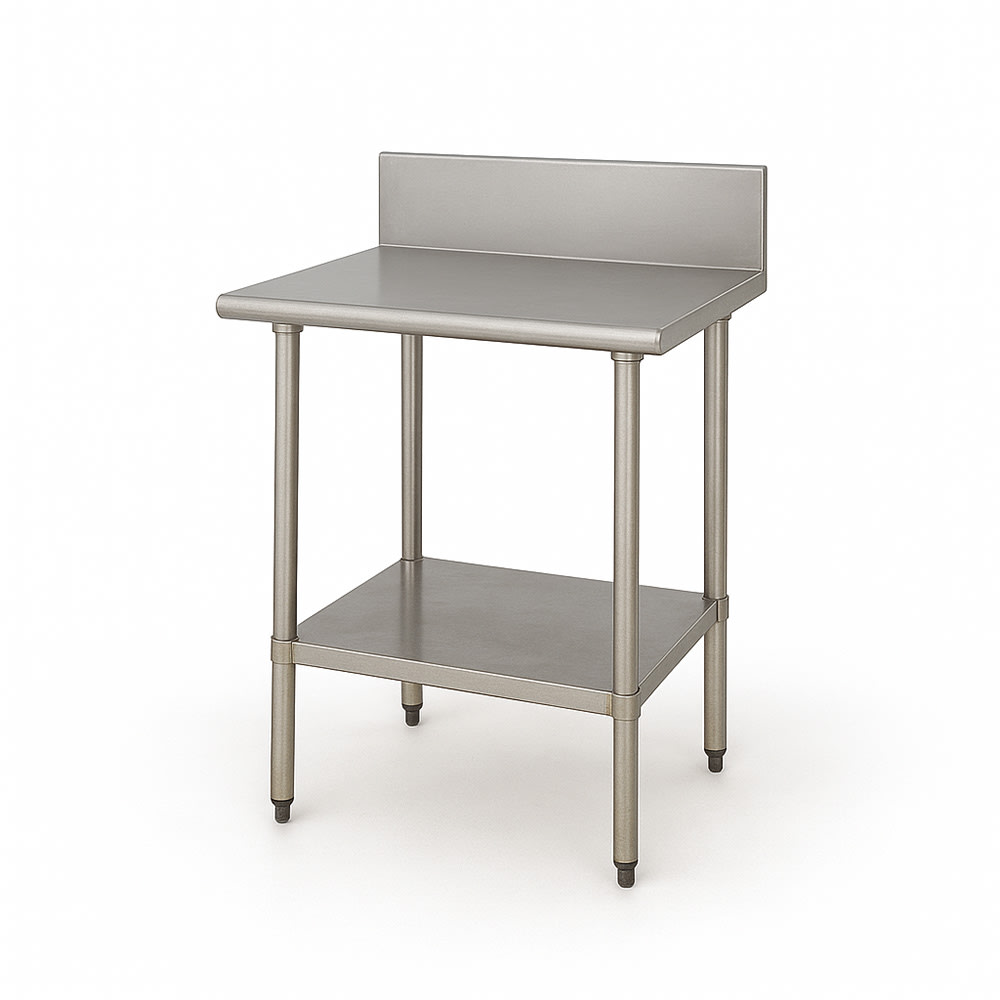 009-VKG302 24" 14 ga Work Table w/ Undershelf & 304 Series Stainless Top, 10" Backs...