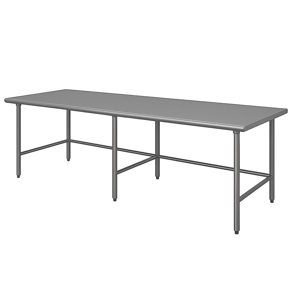 009-TMS3612 144" 16 ga Work Table w/ 304 Series Stainless Flat Top