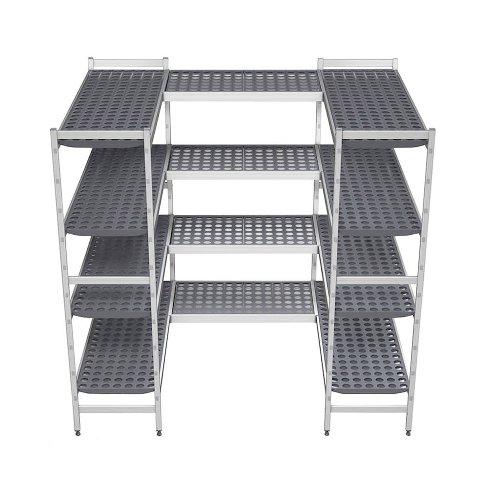 197-KAT8X12AM Heavy-Duty Shelving Unit for 8' x 12' Walk-In Coolers/Freezers - (4) Leve...