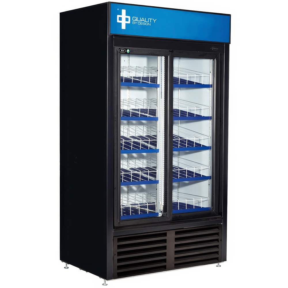 576-CD38HCBLK 44 3/8" Two Section Glass Door Merchandiser - (2) Sliding Doors, Black, 115v