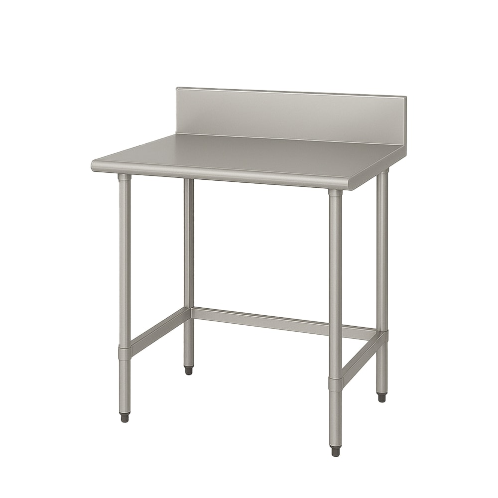009-TVKG300 30" 14 ga Work Table w/ 304 Series Stainless Top, 10" Backsplash