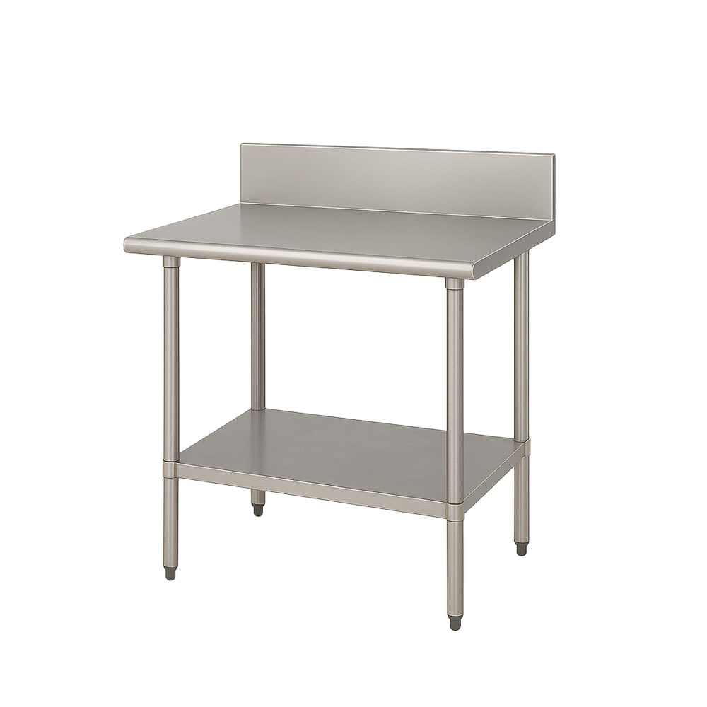 009-VKS363 36" 14 ga Work Table w/ Undershelf & 304 Series Stainless Top, 10" Backs...