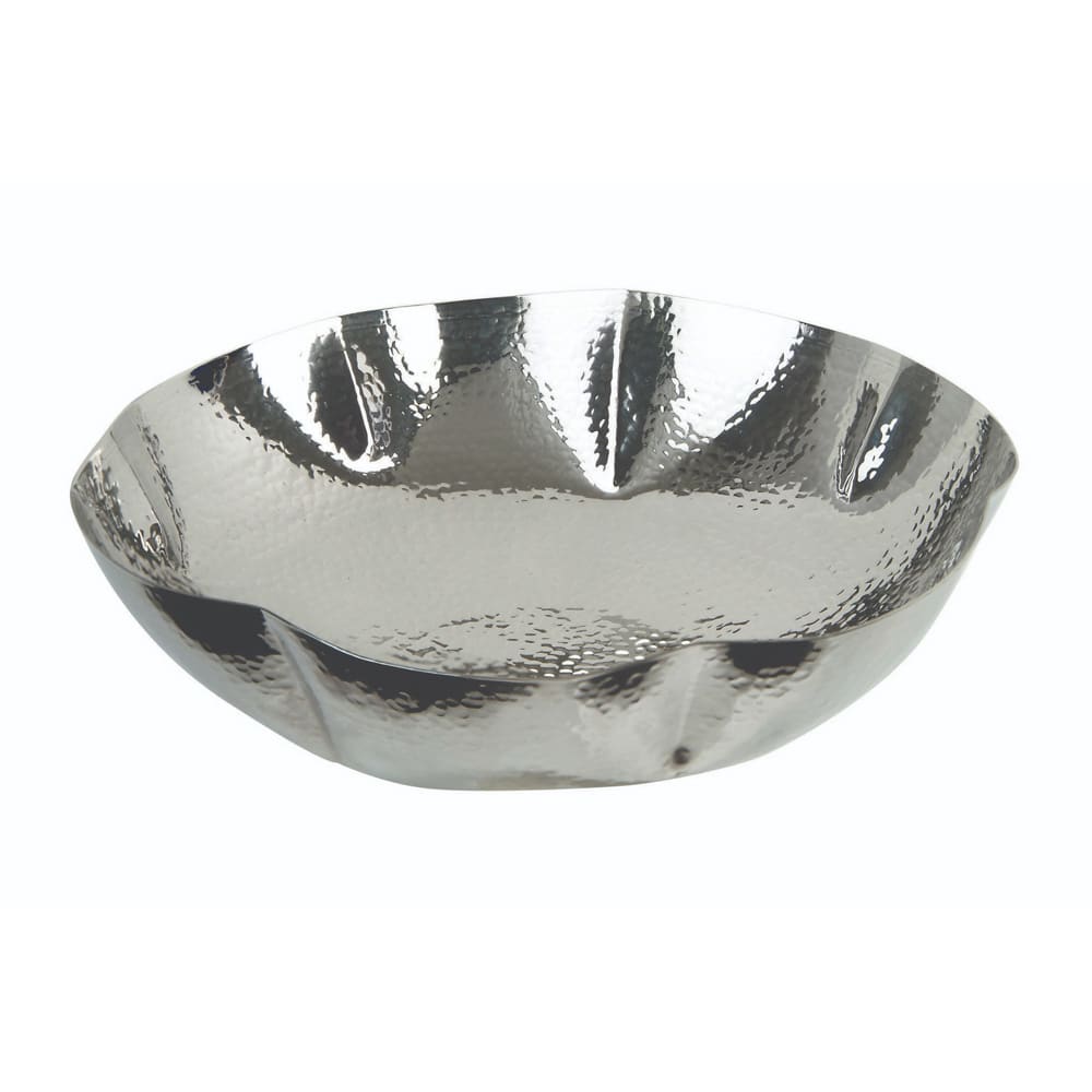 969-9328 12" Round Serving Bowl - Hammered Stainless Steel