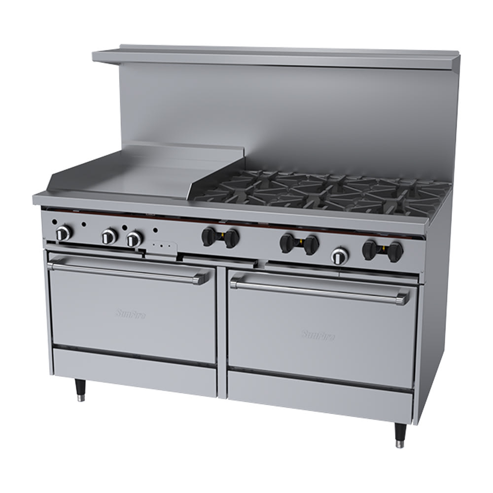 451-X606G24RRNG 60" 6 Burner Sunfire Gas Range w/ Griddle & (2) Standard Ovens, Natural...