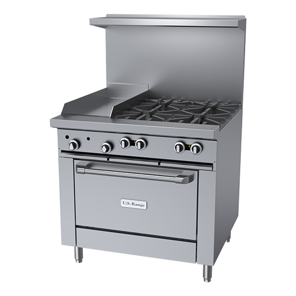 451-U364G12RNG 36" 4 Burner Gas Range w/ Griddle & Standard Oven, Natural Gas