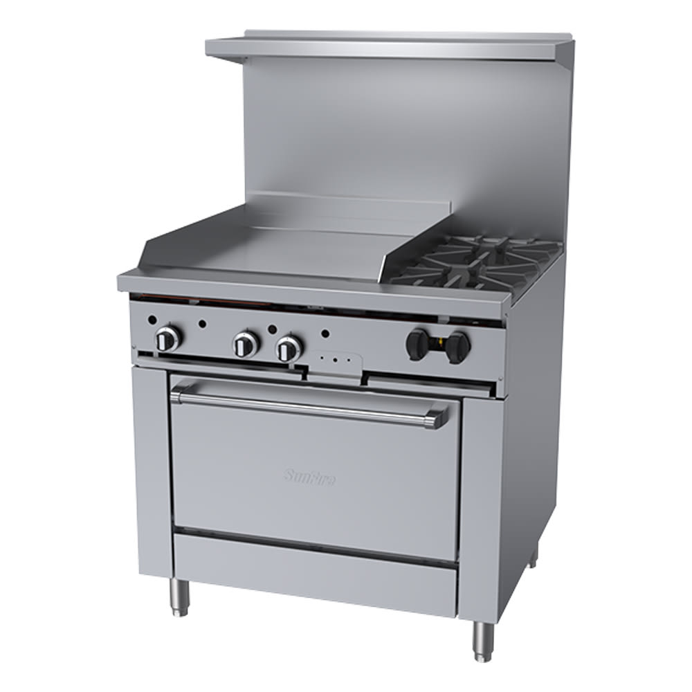 451-X362G24RLP 36" 2 Burner Sunfire Gas Range w/ Griddle & Standard Oven, Liquid Propane