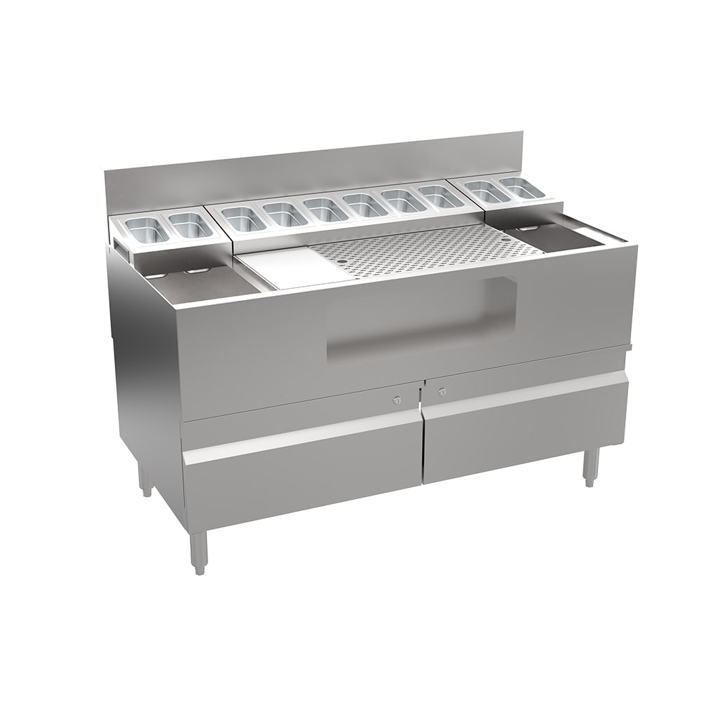 381-AL24LAB48C 48" Alchemy Series Mise-En-Place Cocktail Station w/ (2) 31 lb Ice Bins, Stai...