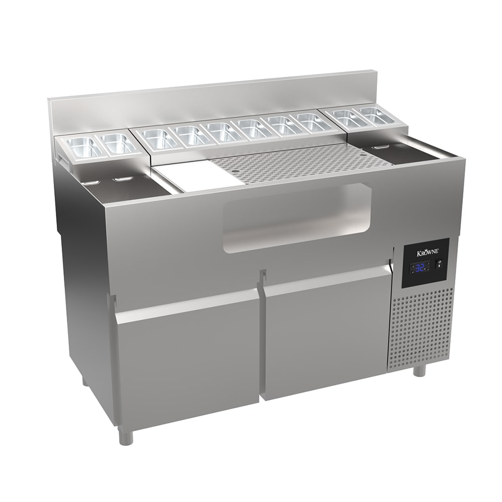 381-AL24LAB48R 48" Alchemy Series Mise-En-Place Cocktail Station w/ (2) 31 lb Ice Bins, Stai...