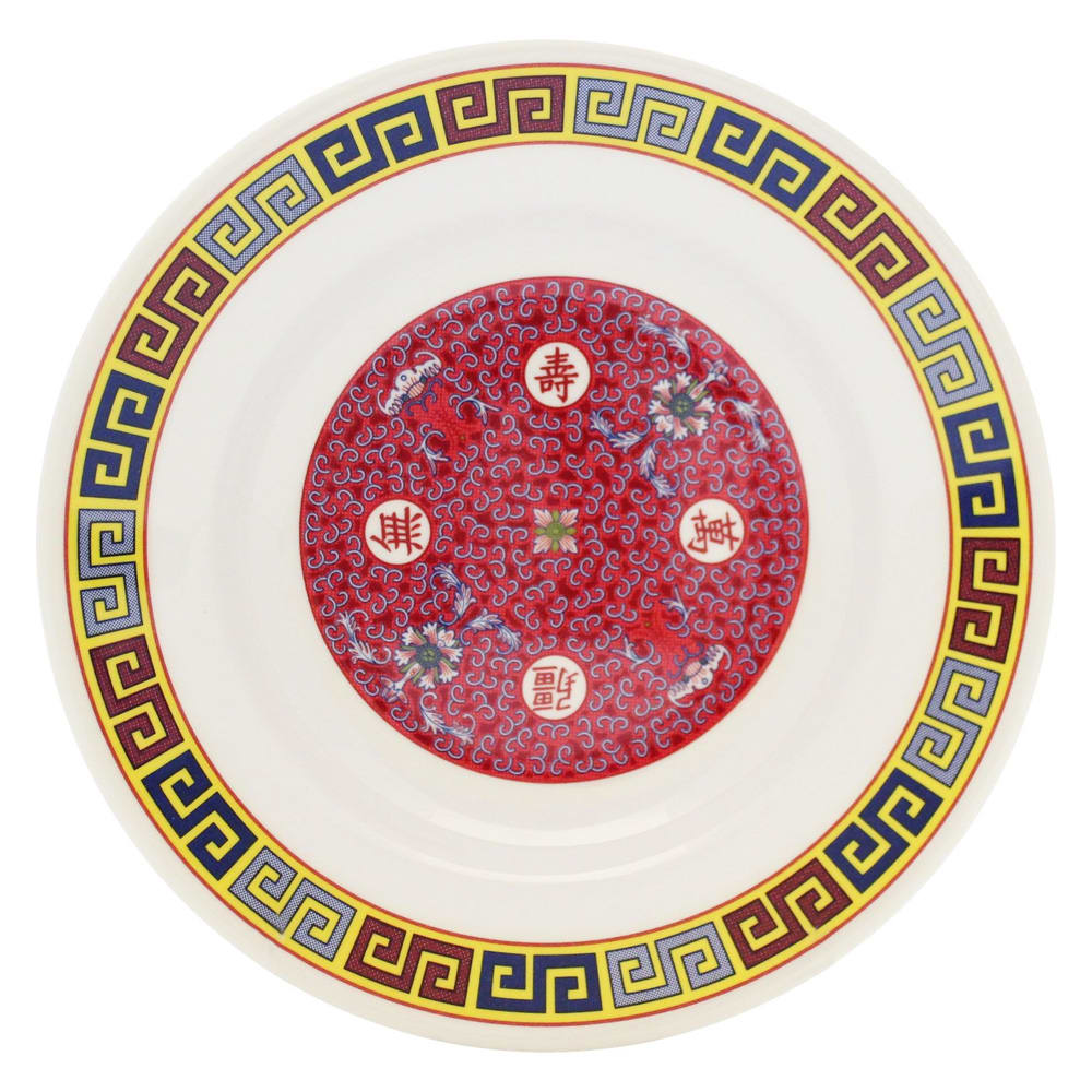 438-1109TR 9 1/4" Round Longevity Soup Plate - Melamine, Red/White