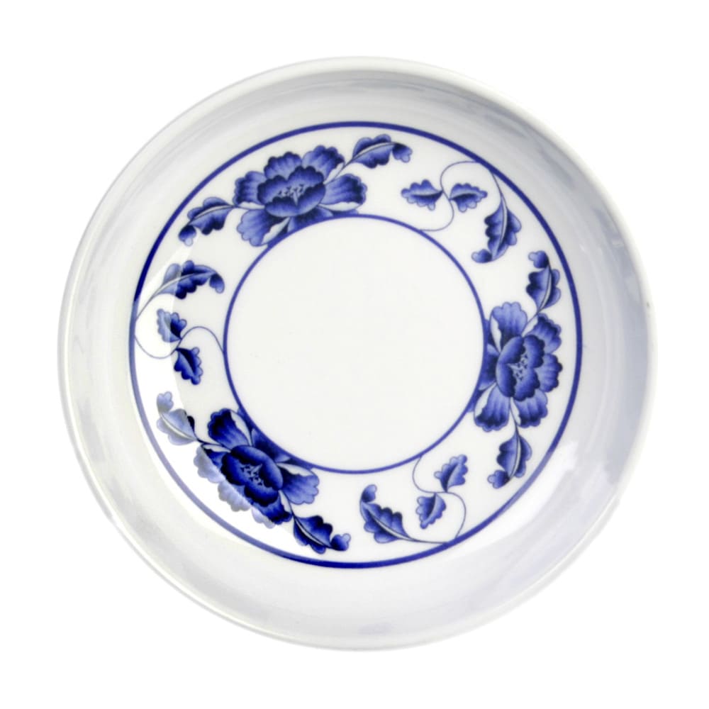 438-1101TB 1 oz Melamine Sauce Dish, White/Blue