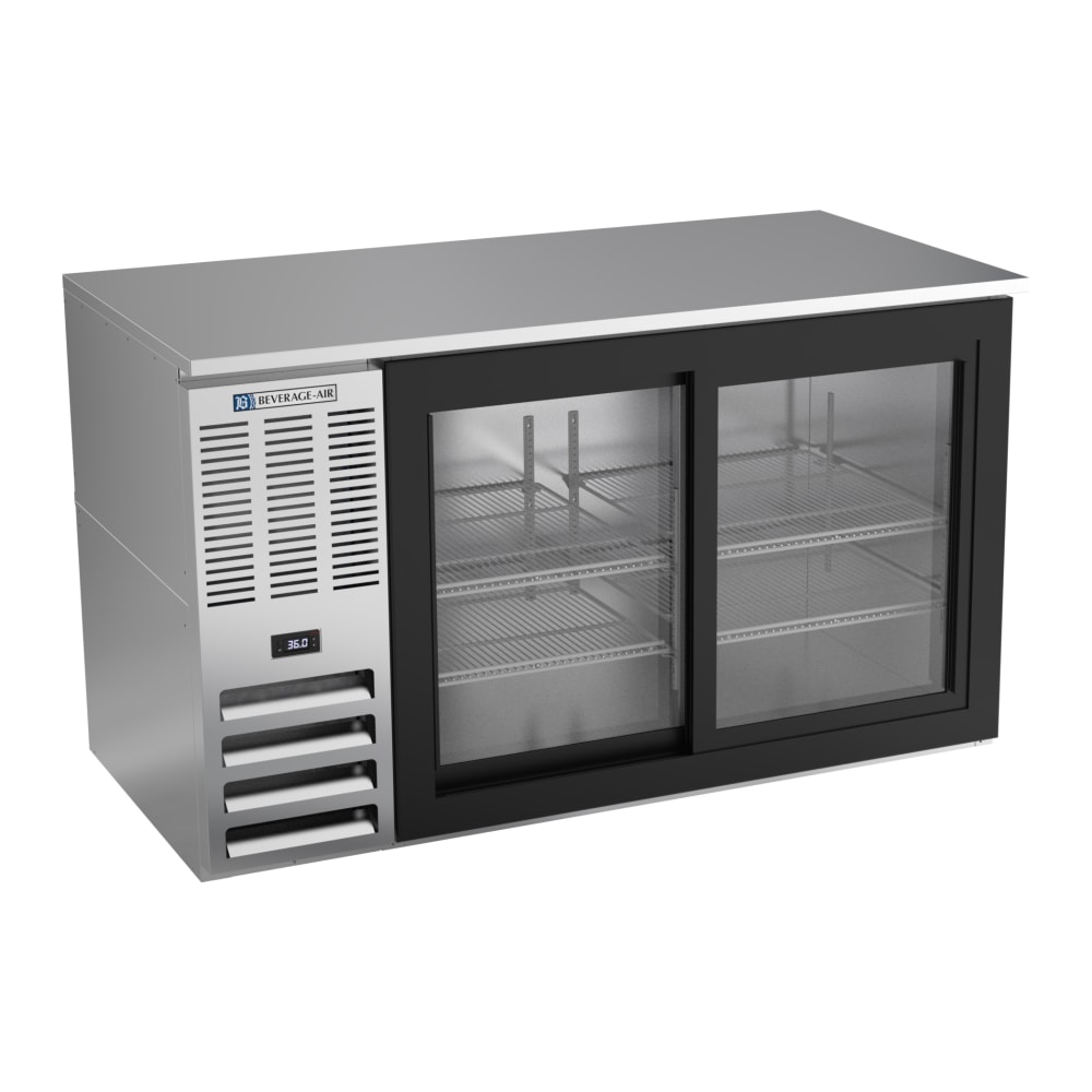 118-BB58HC1GSS 59" Bar Refrigerator - 2 Sliding Glass Doors, Stainless, 115v