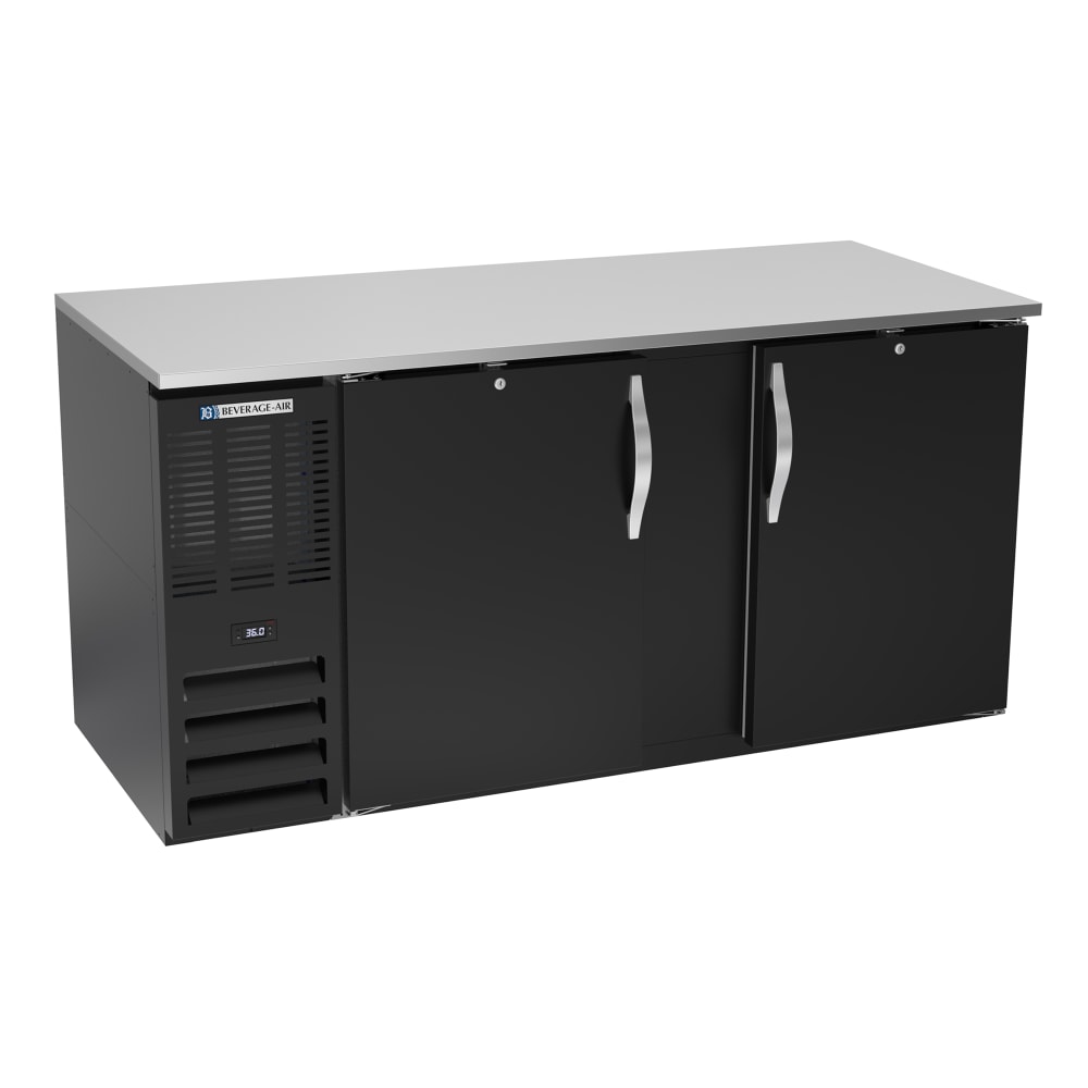 118-BB68HC1B 69" Bar Refrigerator - 2 Swinging Solid Doors, Black, 115v