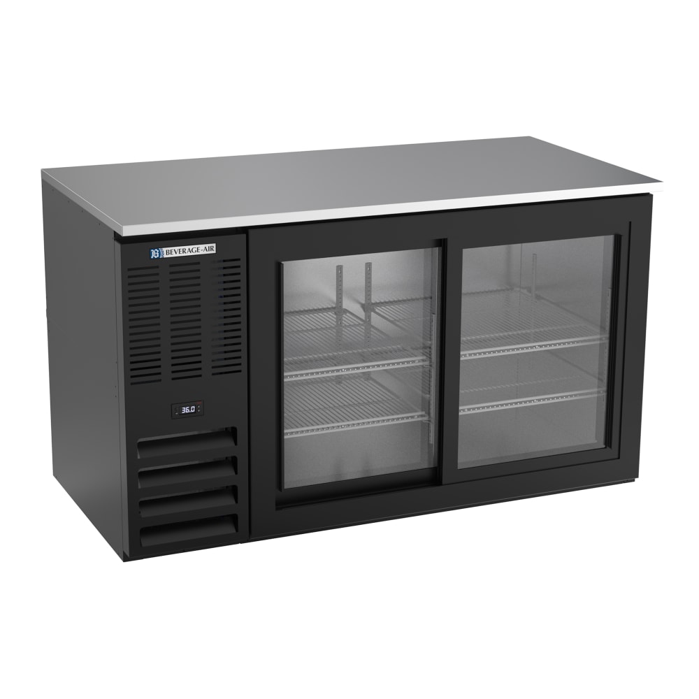 118-BB58HC1FGSB 59" Bar Refrigerator - 2 Sliding Glass Doors, Black, 115v
