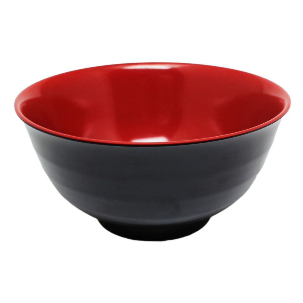 438-5570JBR 38 oz Round Melamine Donburi/Soba Soup Bowl, Red/Black