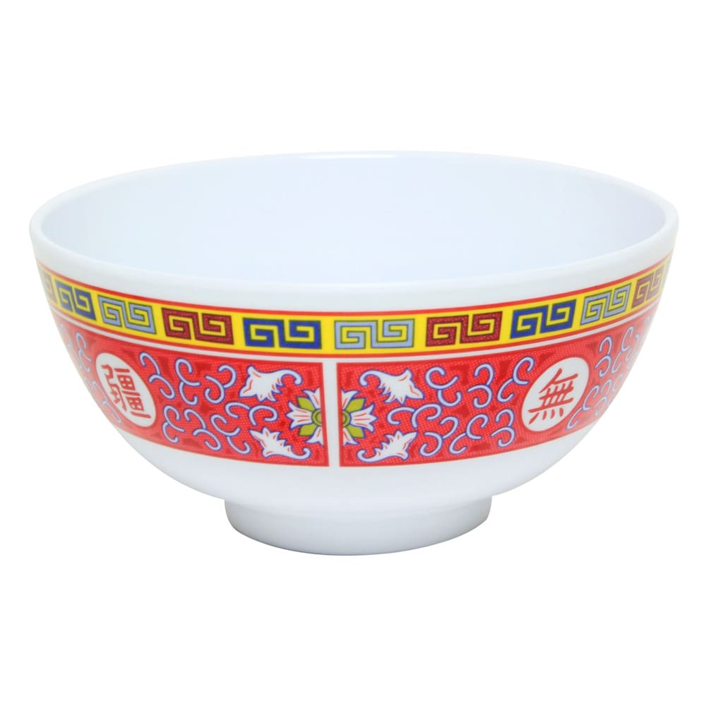 438-3004TR 12 oz Longevity Rice Bowl - Melamine, Red/White