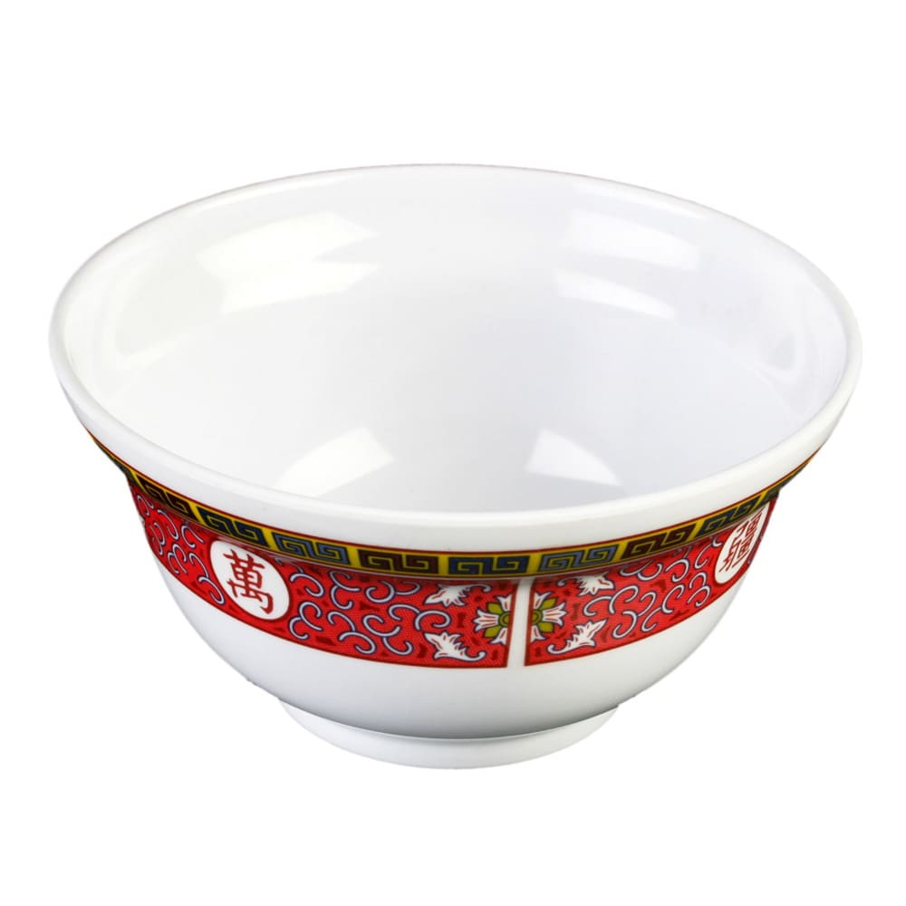 438-3201TR 20 oz Round Longevity Noodle Bowl - Melamine, Red/White